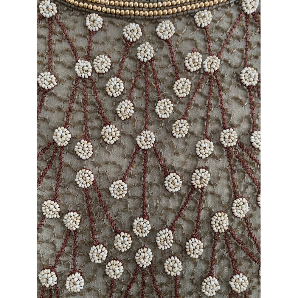 NWT Adrianna Papell Occasions Silk Beaded Top Taupe Gold Petite 6 - Picture 3 of 8